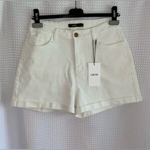 LMTD white stretchy denim‎ high waist Mom shorts size 16 Girl